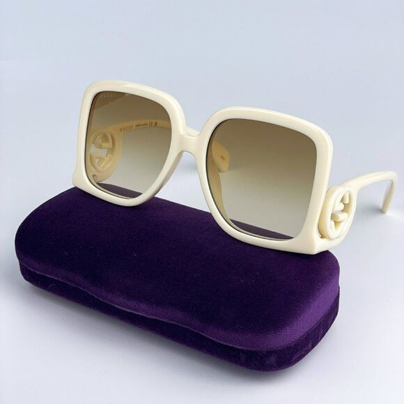 NEW Gucci GG1326S 002 Ivory Brown Gradient Oversized Square Women Sunglasses main image 11